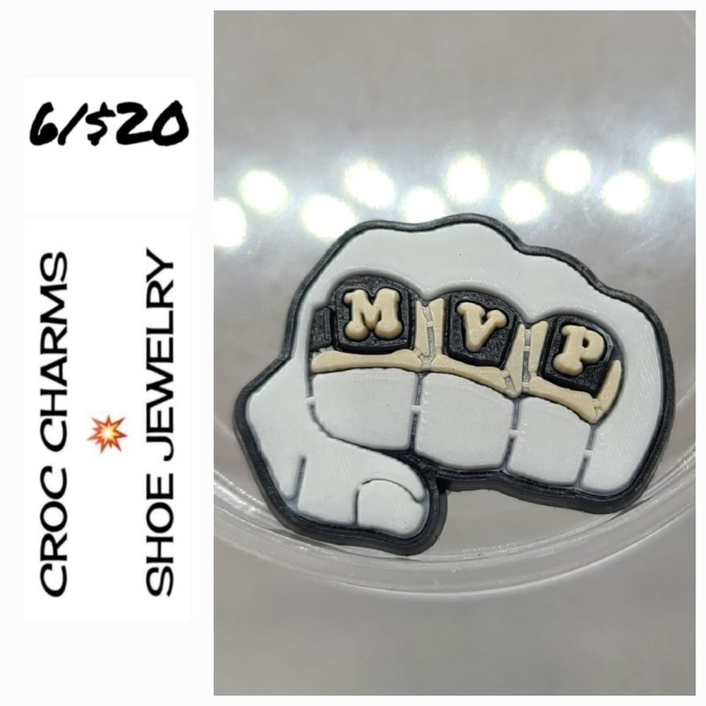 6/$20 MVP Sports Ring Croc Charm Shoe Jewelry Basketball Jibbitz Bogg Bag